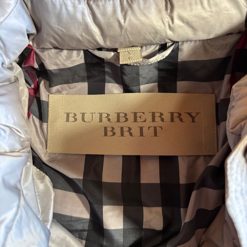 Burberry‎ Brit Townfield Down Puffer Jacket Women's Quilted Coat High Neck Beige - Picture 4 of 14